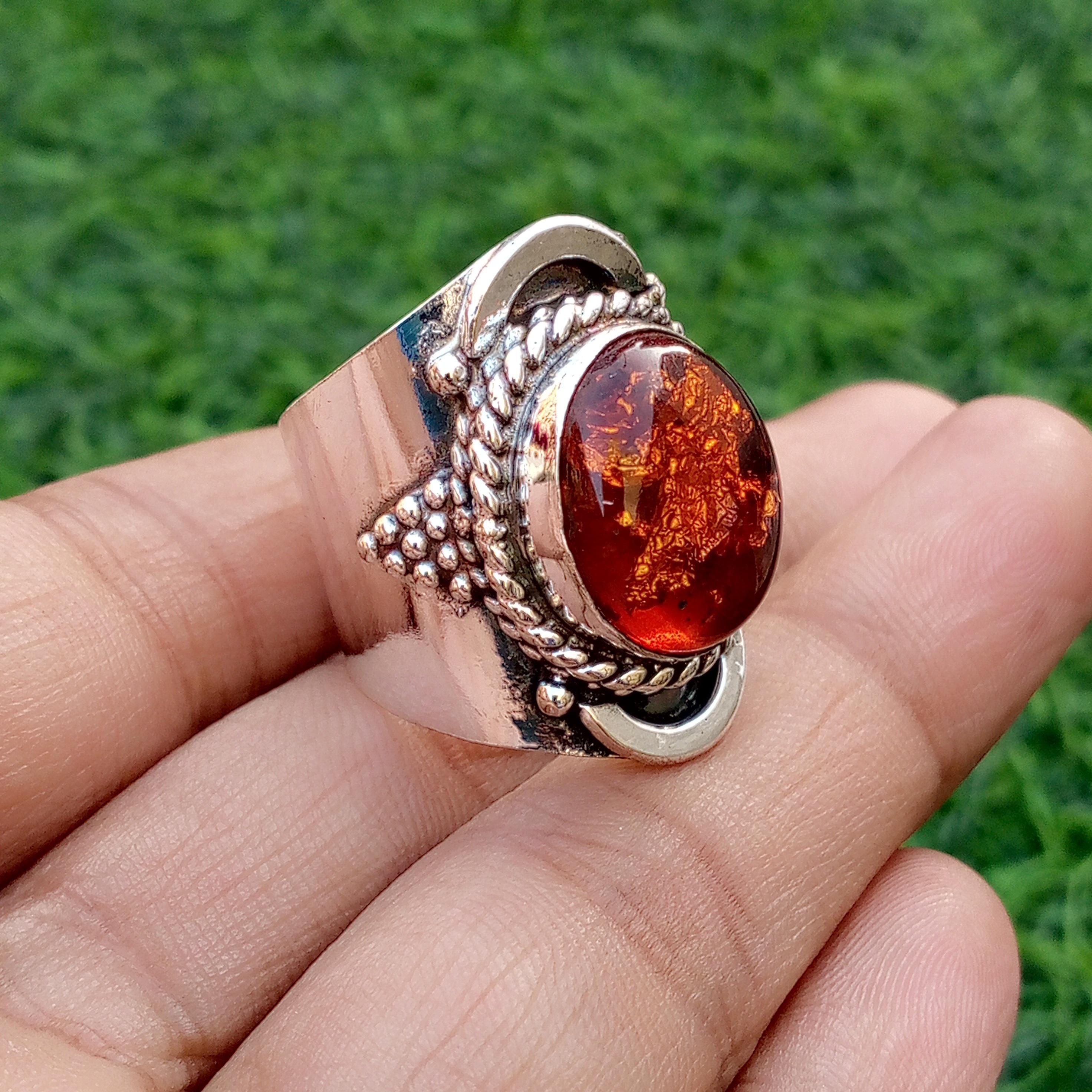 Anello Boho In Argento Sterling 925 Con Pietre Naturali - Ametista, Granato, Perla, Quarzo Rosa - Fatto A Mano