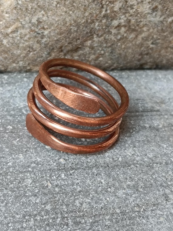 Pure 100% Copper Wrap Ring, Arthritis Thumb Ring, Solid Copper Ring, Finger Ring, Solid Copper Ring, Hammered Ring, Copper Jewelry Gift For
