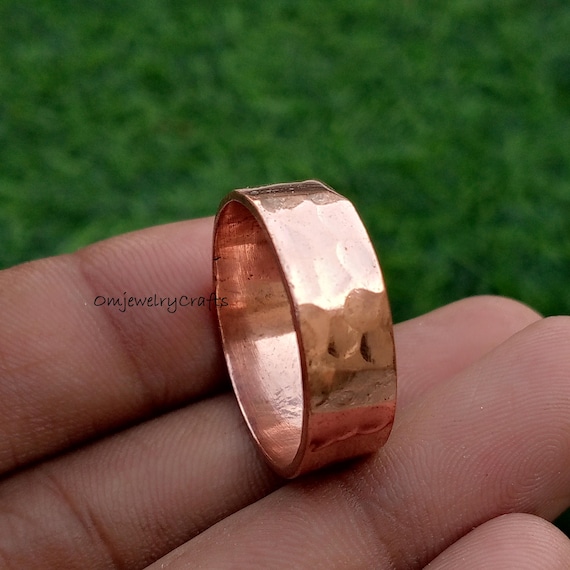 Solid 100% Copper Band Ring, Thumb Ring, Solid Copper Ring, Finger Ring, Brushed Ring Hammered Ring, Copper Jewelry, Gift For Christmas