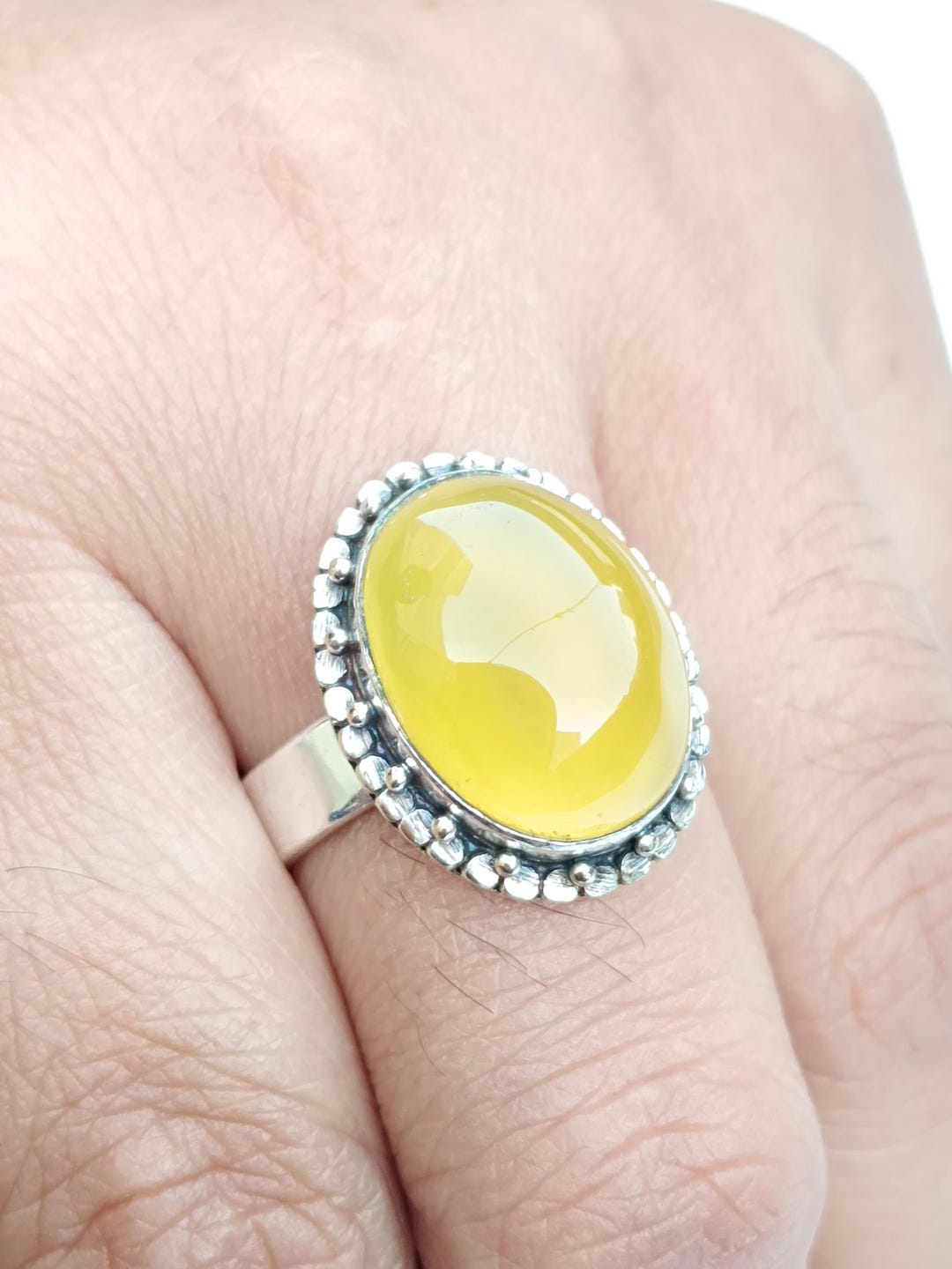 925 Sterling Silver Ring, Yellow Sapphire Handmade Statement Ring ...