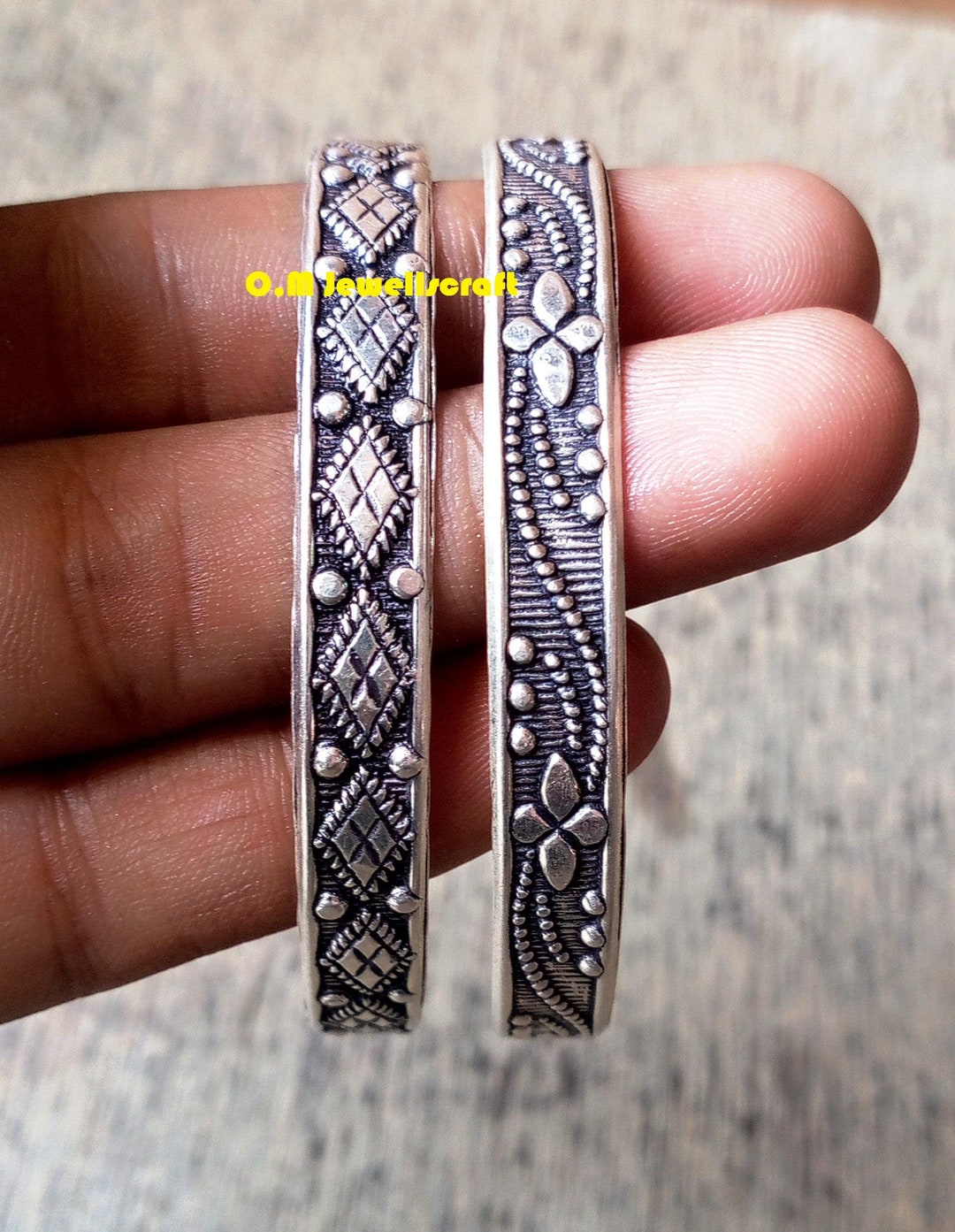 2 Set of Bangles, Solid 925 Sterling Silver Bangle, Double 2 Set of Bangles, Solid 925 Sterling Silver Bangle, Double