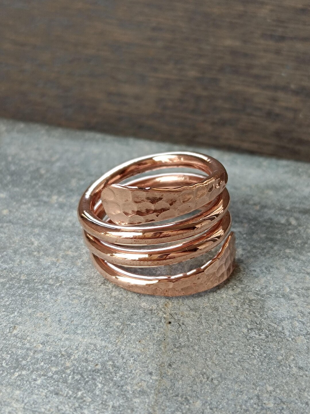 Hammered Copper Wrap Ring: Adjustable Unisex Band - Etsy