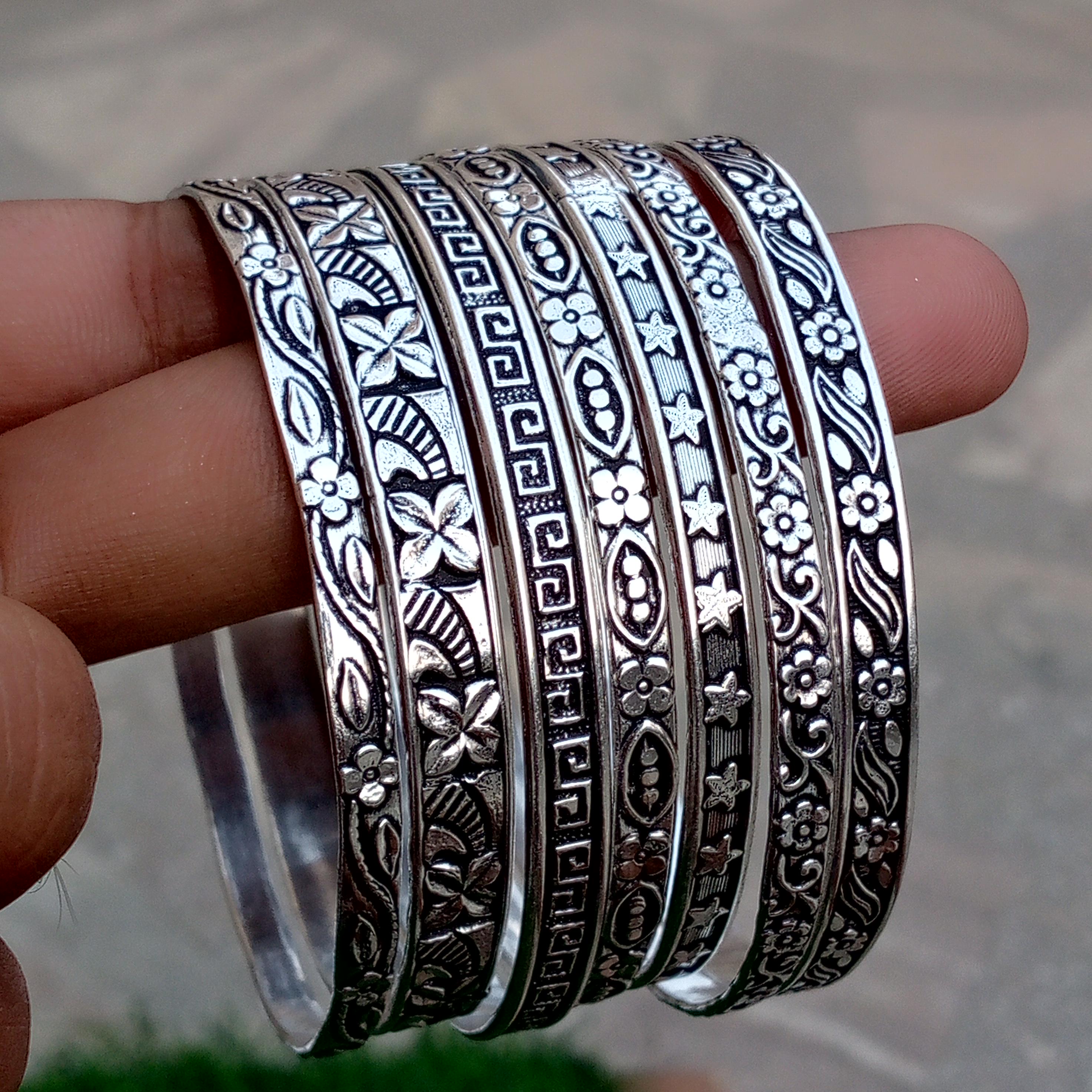 925 Sterling Silver Bangle, Silver Wrist 07 Set of Bangle , Thick