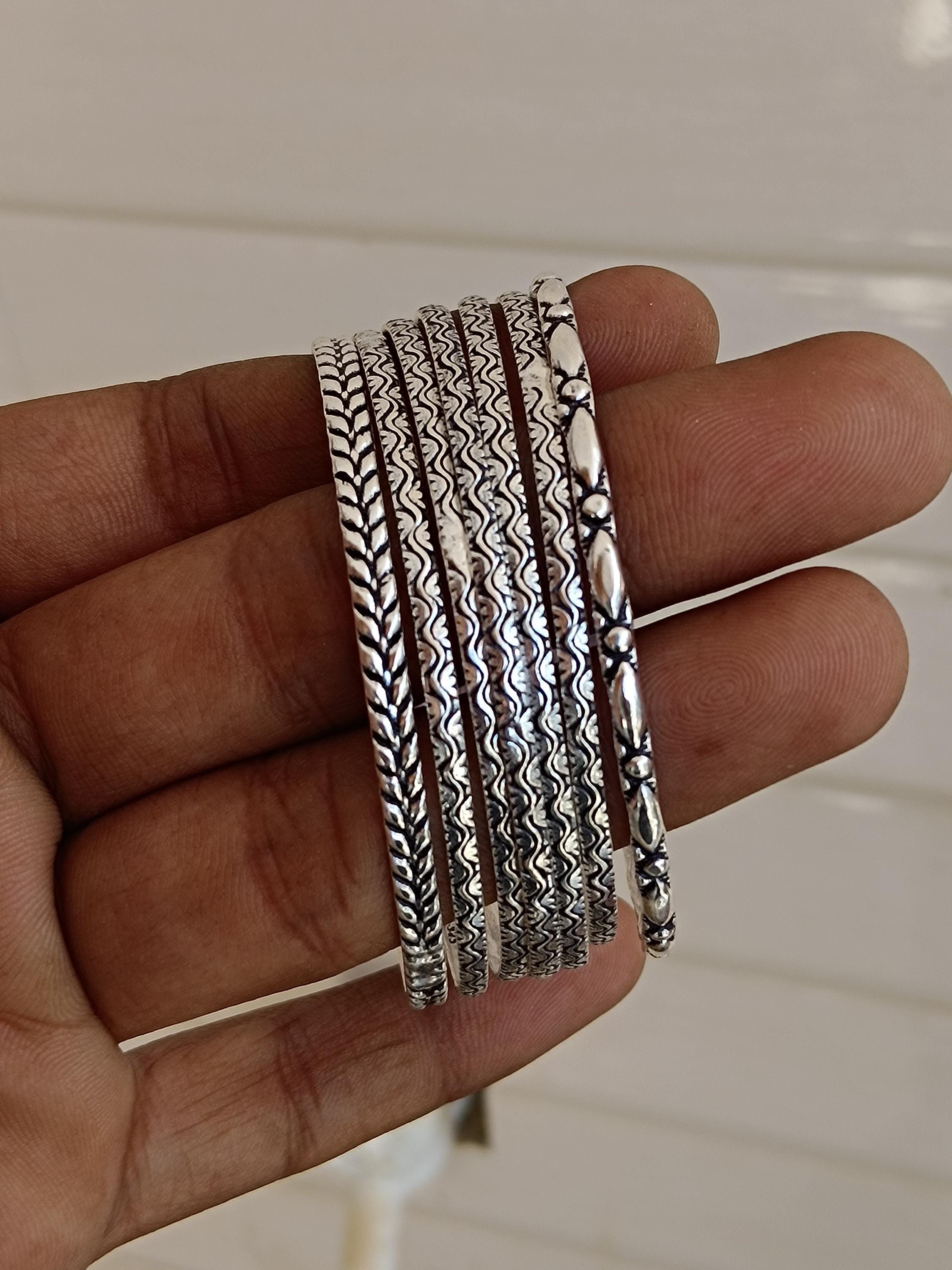 925 Sterling Silver Bangle, 07 Set of Bangle, Designer Silver