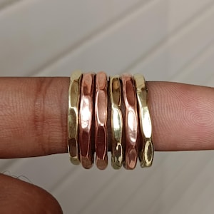 Brass, Copper 6 set of Band Ring, Solid 100% Brass Ring, Handmade Ring, Unisex Ring, Unisex Ring, Special Health Benefits Ring, Gift For Her