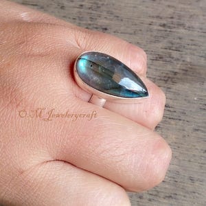 Labradorit Ring, Edelstein Ring, Einzigartiger Design Ring, Massiver 925 Sterling Silber Ring, Statement - Handgemachter Ring, März Birthstone Ring,