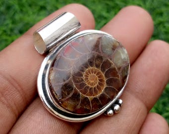 Natural Ammonite Fossil Pendant, 925 Sterling Silver  Pendant, Beautiful Pendant, Women's Pendant, Gift For Valentine, Gift For Christmas