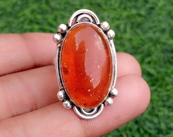Popular Baltic Amber Ring, 925 Sterling Silver, Gemstone Ring, Amber Women Ring, Vintage Amber Ring, Dainty Ring, Gift For Christmas