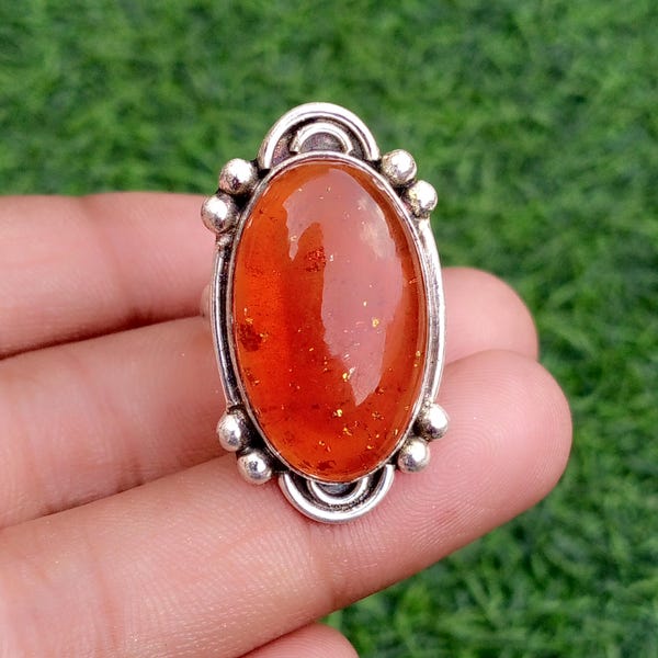 Popular Baltic Amber Ring, 925 Sterling Silver, Gemstone Ring, Amber Women Ring, Vintage Amber Ring, Dainty Ring, Gift For Christmas