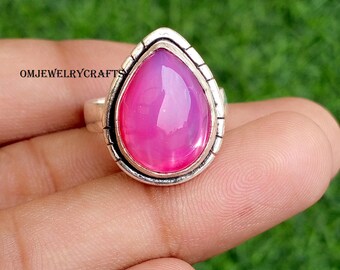 Pink Opal Ring, Solid 925 Sterling Silver, Handmade Jewelry, Promise Ring, Opal Ring, Women Ring, Gemstone Couple Ring, Gift For Christmas