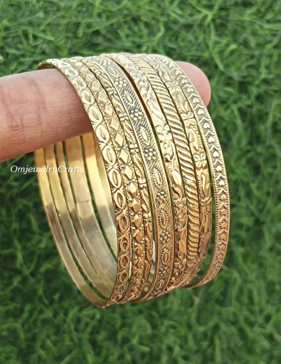 Pure 100% Solid Brass Bangle, 8 Design Design Bracelet, 08