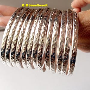 Solid 925 Sterling Silver Bangle, 12 set of Designer bangle, Handmade Jewellery, Women&#39;s Bangle, Handmade Bangle & Bracelet, Gift For Her-09