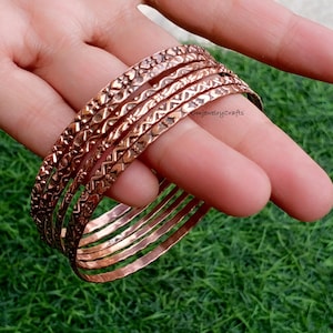 Gift For Mum Copper Bangle, Solid 100% Copper Bangle* 06 set of bangle , Copper Bangle Bracelet, Handmade-Bracelet, Special Health Benefits