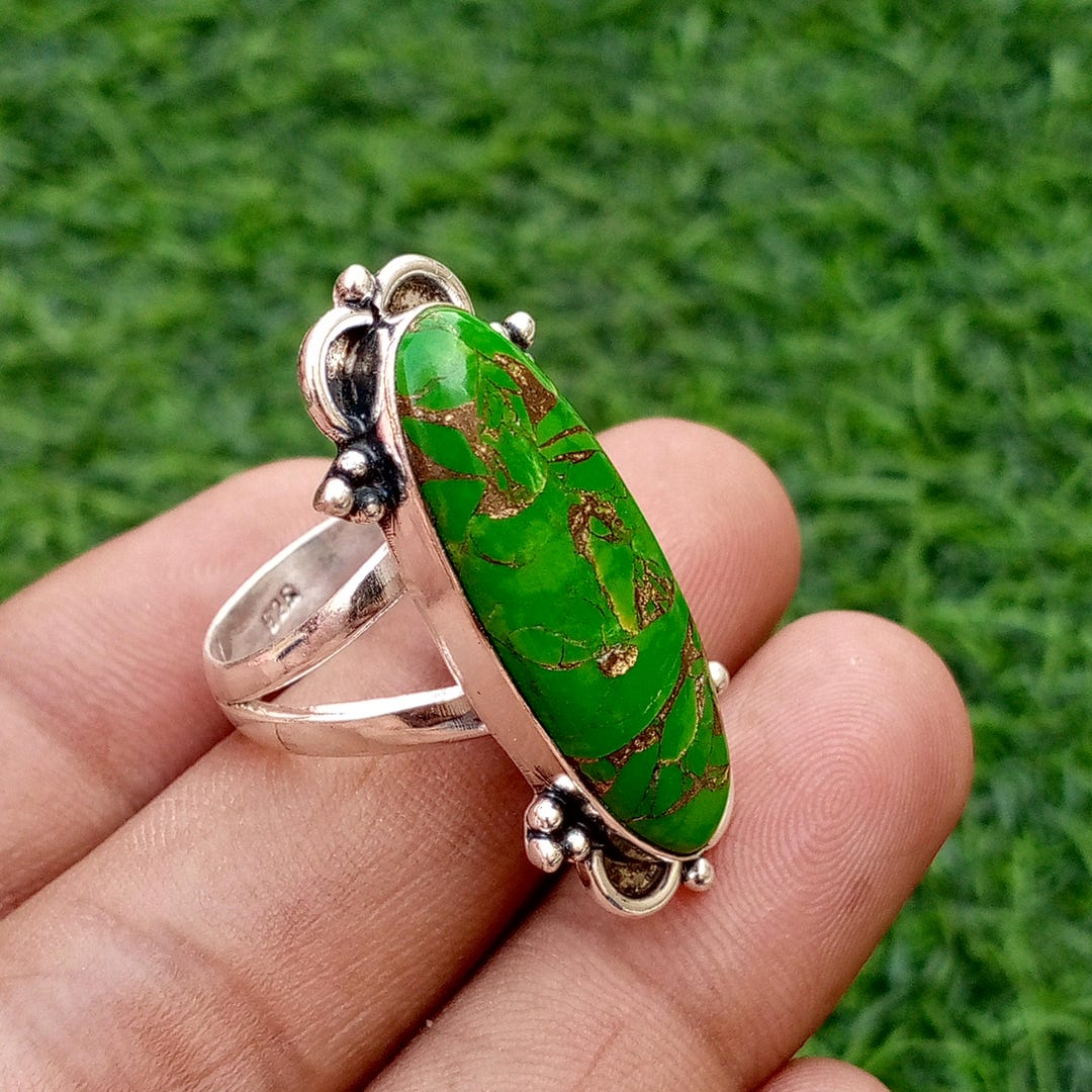 Anello In Argento Sterling 925 Fatto A Mano In Acqua Apatite Tutte Le