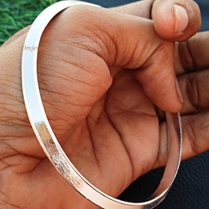 Solid 925 sterling silver handmade Punjabi Sikha bracelet kada, men&#39;s or girl&#39;s bangle kada daily use jewelry Plane Bangle Kada Gift For Her