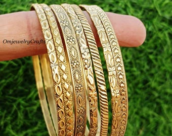 Pure 100% Solid Brass Bangle, 07 design Design, Bracelet, 07 Set of Bangle Bracelet, Handmade Bangle,Special Health Benefits Gift For Her