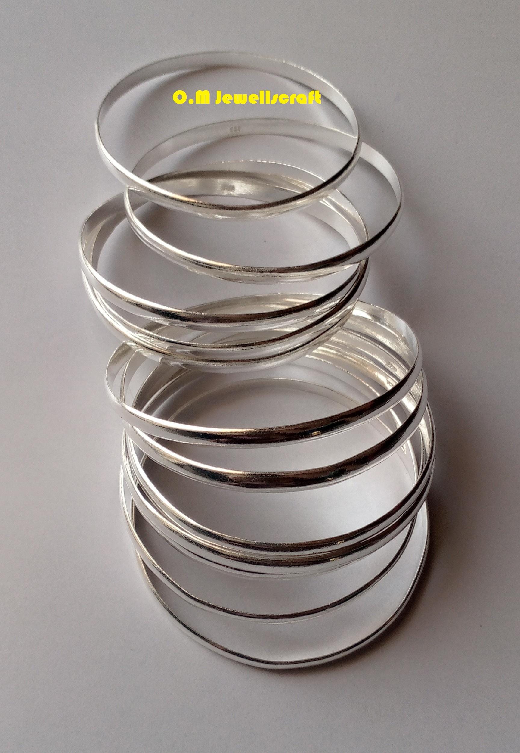 925 Sterling Silver Bangle, 12 Set of Simple Bangle, Simple 925 Sterling Silver Bangle, 12 Set of Simple Bangle, Simple