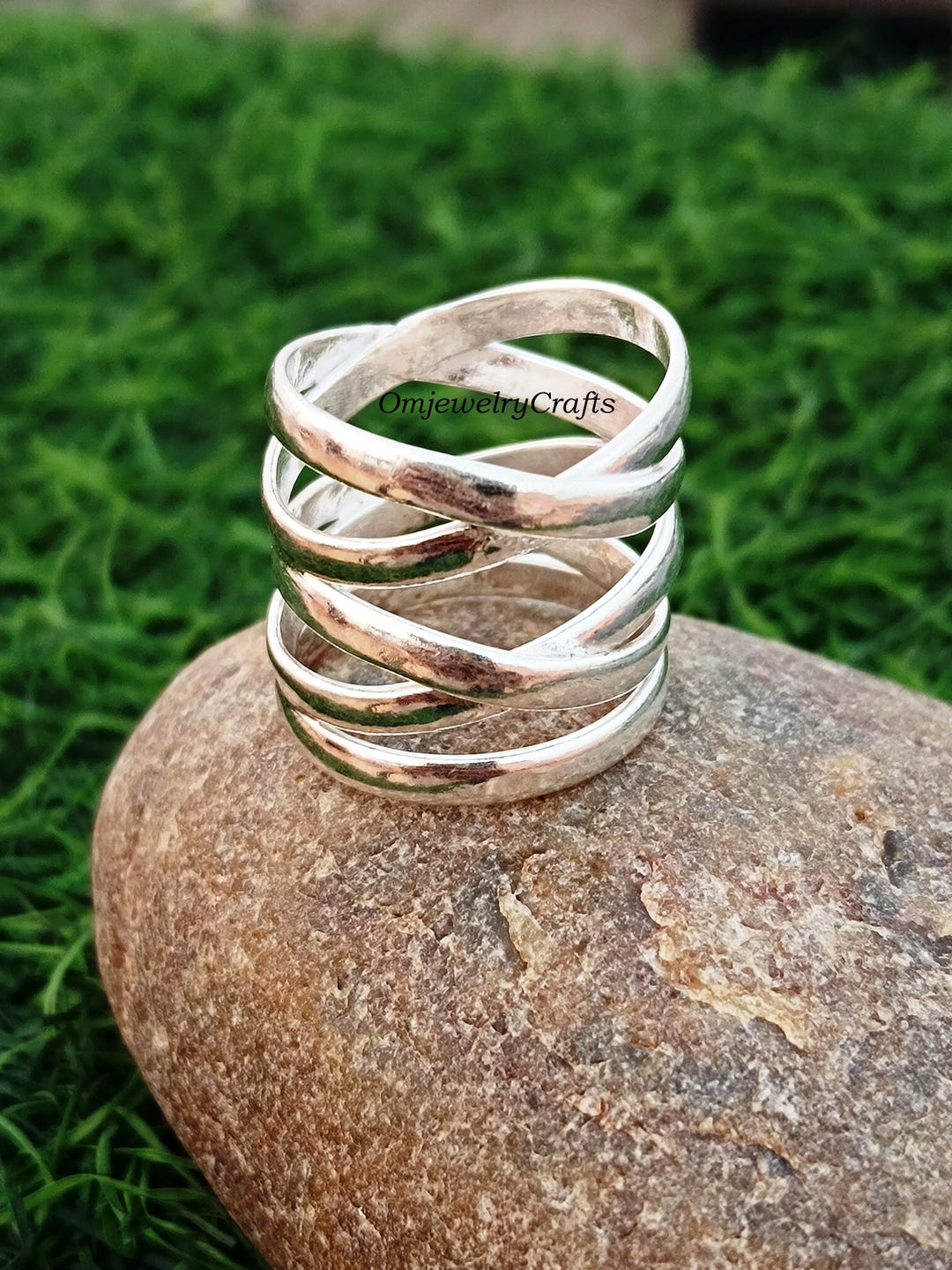 Multilayer Rings Multiple Layer Band Ring, 925 Sterling Silver Band Ring, Unisex Ring ...