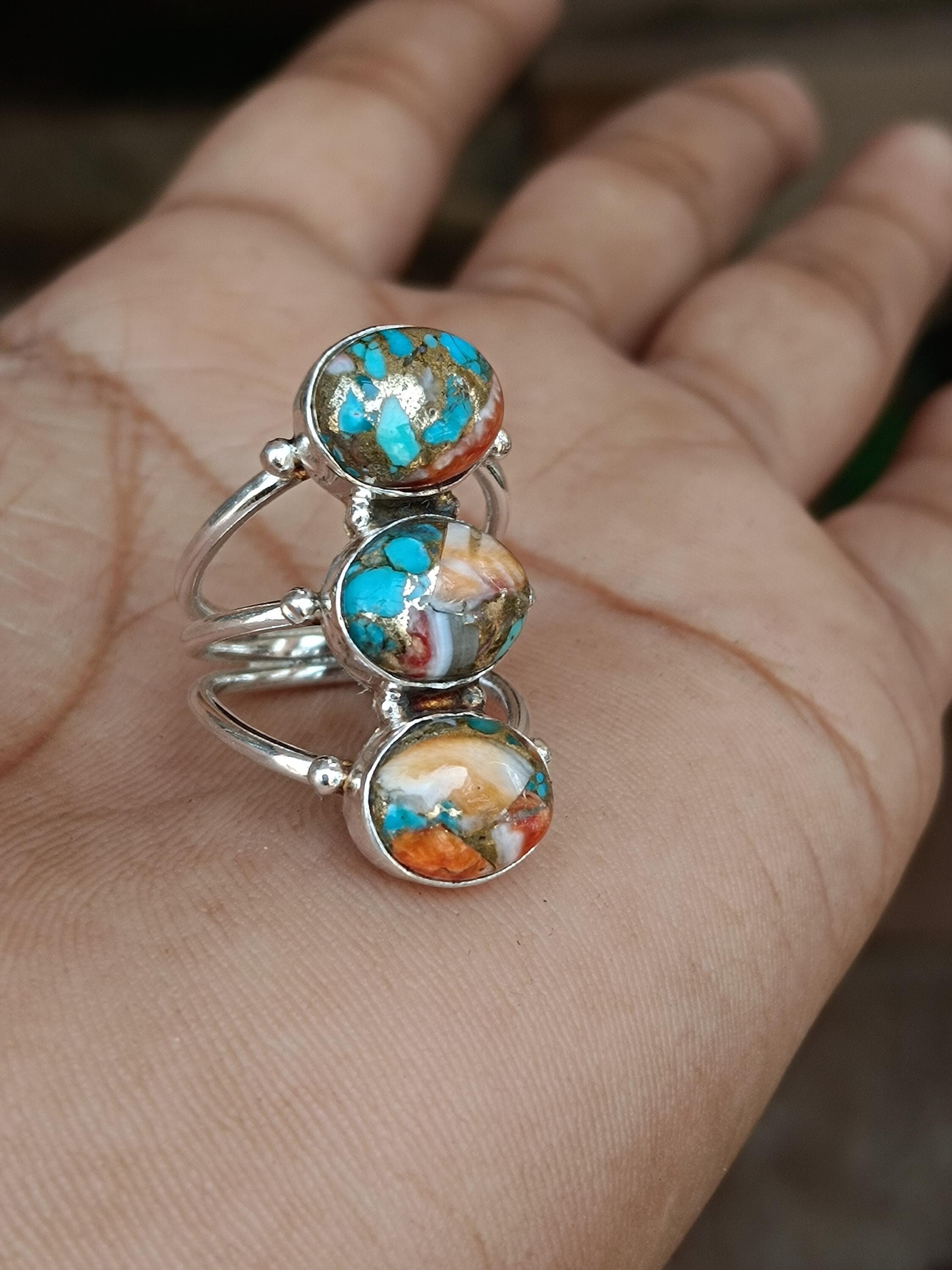 Oyster Copper Turquoise Citrine 14K Gold Plated Over 925