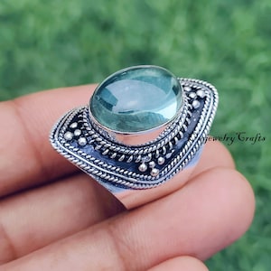 Beautiful Aquamarine Ring, 925 Sterling Silver, Designer Ring, Women Ring, Aquamarine Pretty Ring, Women Ring, Boho Ring, Gift For Christmas