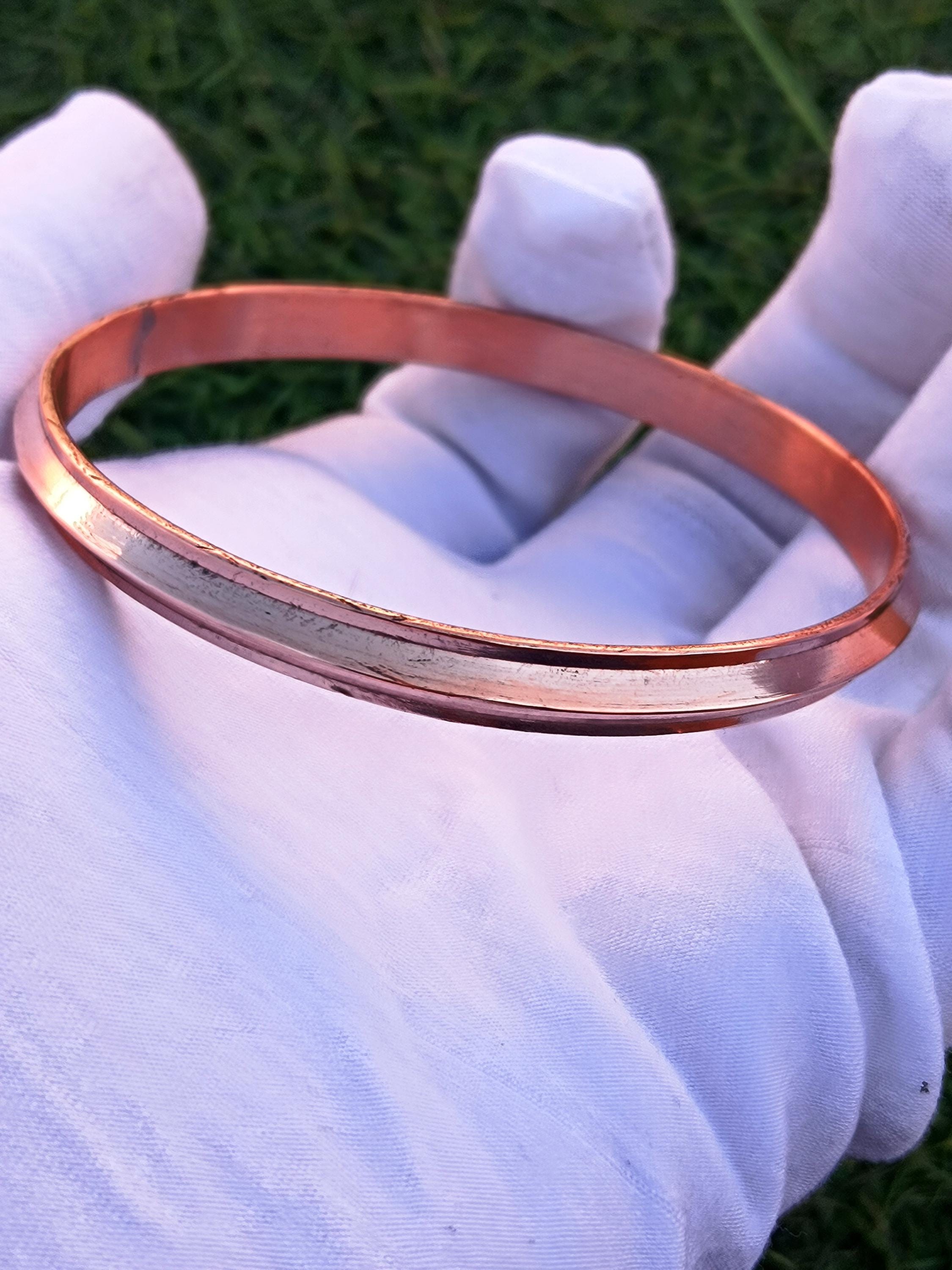 Bracelet Manchette En Cuivre Pur Craquelé - Fait Main En Inde, Unisexe, Neuf