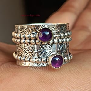 Natural Amethyst Spinner Ring, 925 Sterling Silver Ring, Amethyst Spinner Ring, Meditation Ring, Unisex Ring, Gift For Anniversary