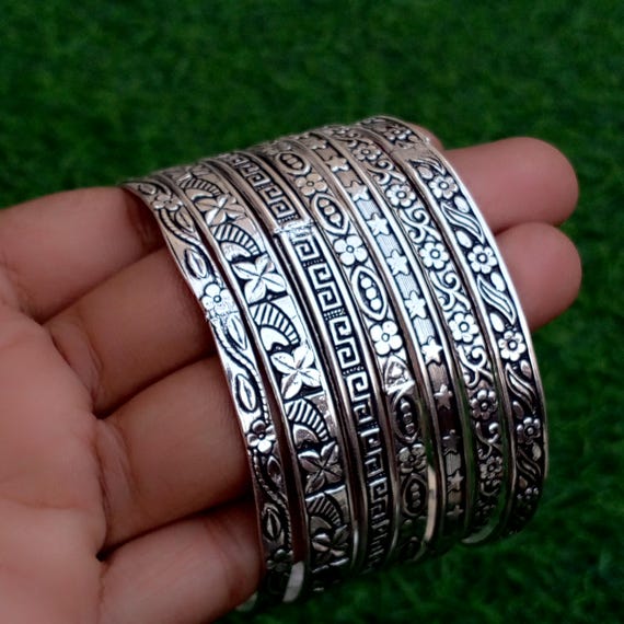 925 Sterling Silver Bangle, Silver Wrist 07 Set of Bangle , Thick