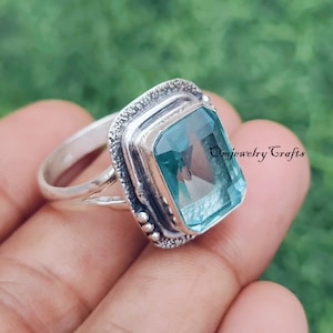 Latest Design Aquamarine Ring, 925 Sterling Silver, Handmade Ring, Women Ring, Aquamarine Pretty Ring, Women Ring, Gift For Anniversary