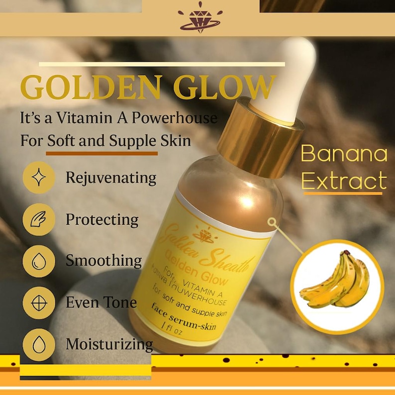 H30 Banana face SERUM | Golden Glow, Nature's crease-kicker, by Jewel Sheath skincare | make your skin supple image 1