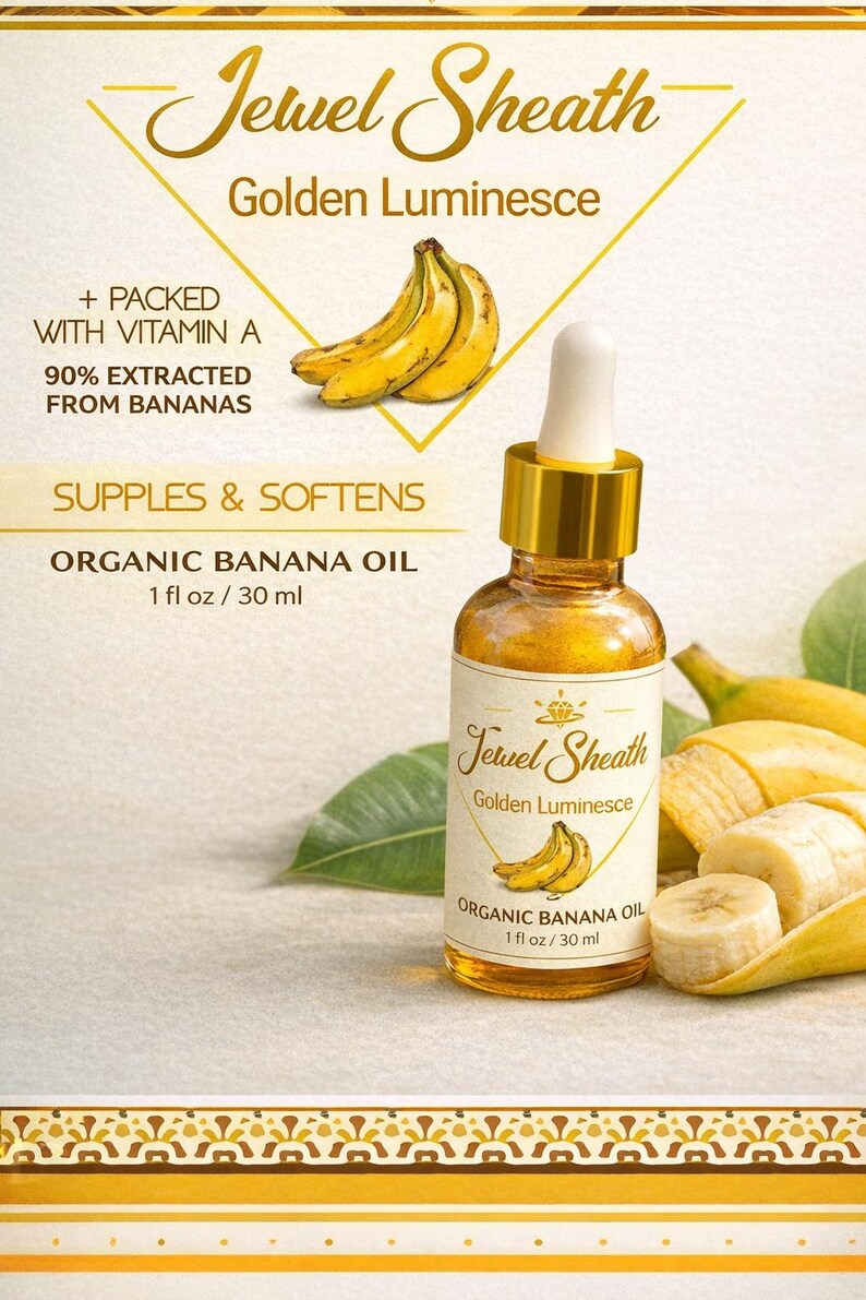 H30 Banana face SERUM | Golden Glow, Nature's crease-kicker, by Jewel Sheath skincare | make your skin supple 1oz