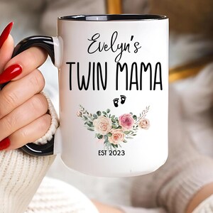 Twin Mama Ceramic Mug 11oz 15oz Coffee Cup for Mom of Twins Perfect Gift for Mothers Day Birthday Microwave and Dishwasher Safe
