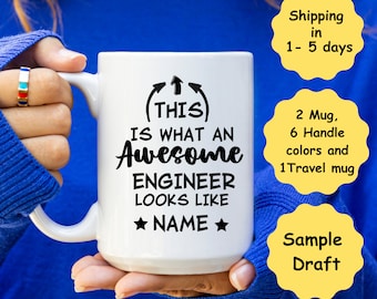 Personalized Engineer Mug, Awesome Engineer Gift, Handmade 11oz/15oz