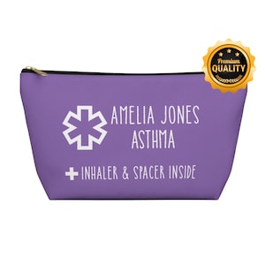Inhaler and Spacer Pouch for Amelia Jones Asthma Personalized Medical Bag Custom Name Asthma Kit Travel Medicine Organizer