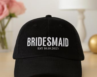 Custom Bridesmaid Cap, Personalized Embroidered Hat, Gift for Bridesmaids, Wedding Party Baseball Hat, Bachelorette Cap, Unisex