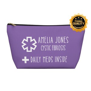 Daily Meds Pouch for Amelia Jones Cystic Fibrosis Medicine Organizer Personalized Pill Bag Custom Travel Medical Supply Case for Safety