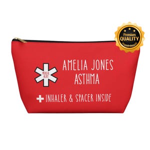 Inhaler and Spacer Pouch for Amelia Jones Asthma Personalized Medical Bag Custom Name Asthma Kit Travel Medicine Organizer