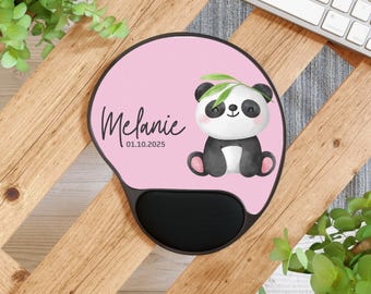 Custom Panda Mouse Pad, Personalized Name Desk Mat with Date, Cute Animal Mousepad, Kids Birthday Gift, Girls Desk Accessory, Baby Panda Pad