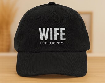 Custom Wife Cap, Personalized Embroidered Hat, Gift for Wife, Adjustable Baseball Hat, Wifey Cap, Wedding Anniversary Gift, Unisex