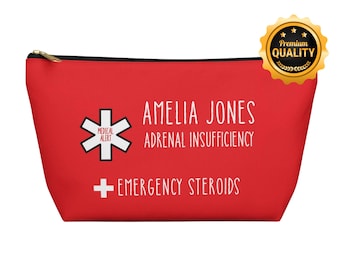 Amelia Jones Emergency Steroids Pouch Adrenal Insufficiency Medical Bag Custom Name Medication Organizer for Travel or Daily Use