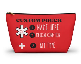 Custom Medical Alert Accessory Pouch w T-bottom | Emergency Info  Bag