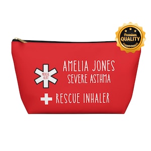 Amelia Jones Rescue Inhaler Pouch Severe Asthma Medical Alert Bag Custom Name Emergency Medication Storage for Asthma Relief
