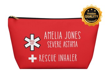 Amelia Jones Rescue Inhaler Pouch Severe Asthma Medical Alert Bag Custom Name Emergency Medication Storage for Asthma Relief