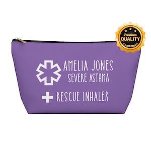 Rescue Inhaler Pouch for Amelia Jones Severe Asthma Personalized Medical Bag Custom Name Asthma Medication Holder Travel Organizer