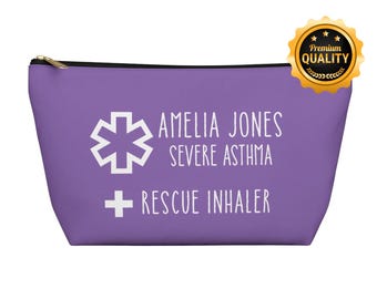 Rescue Inhaler Pouch for Amelia Jones Severe Asthma Personalized Medical Bag Custom Name Asthma Medication Holder Travel Organizer