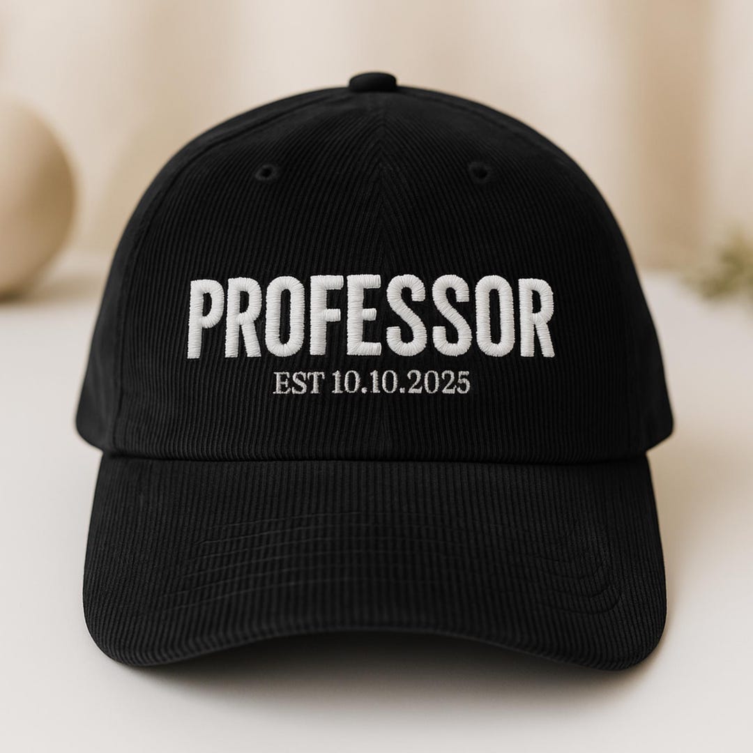 Professor Cap Custom Embroidered Professor Cap, Cotton Corduroy Baseball Hat - Etsy