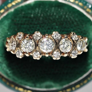 Round Cut Moissanite Engagement Ring 14K Yellow Gold Anniversary Ring Art Deco Wedding Band Ring For Woman Gift For Her Unique Promise Ring