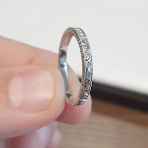 Art Deco diamond wedding ring, Vintage diamond eternity ring, antique moissanite band, diamond band, stacking band ring, Wedding band ring