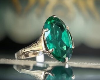 アールデコ エメラルド リング ダイヤモンド プラチナ