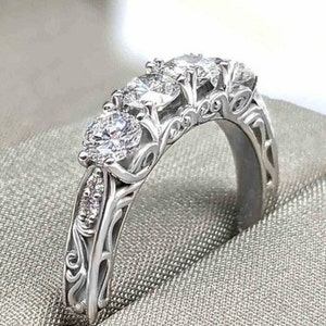 1890s Art Deco diamond wedding band Vintage diamond eternity ring antique diamond band moissanite band stacking band ring engagement ring