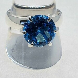 Natural Round Cut Blue Topaz Solitaire Ring, 925 Sterling Silver Handmade Women Ring Special Gift On Up Coming Festival
